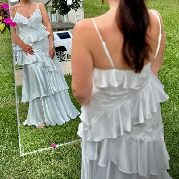 Anthropologie Dresses & Skirts - Anthropologie Ivory Lace Ruffle Maxi Dress – Bridal Shower/Rehearsal -Size 6